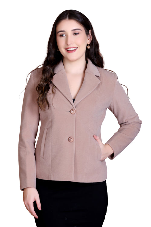 1052 Short Camel Coat front view