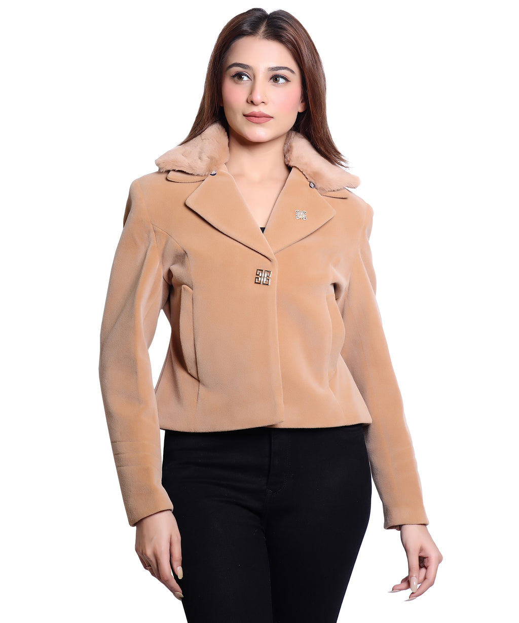 1053 Cropped Camel Coat image 2