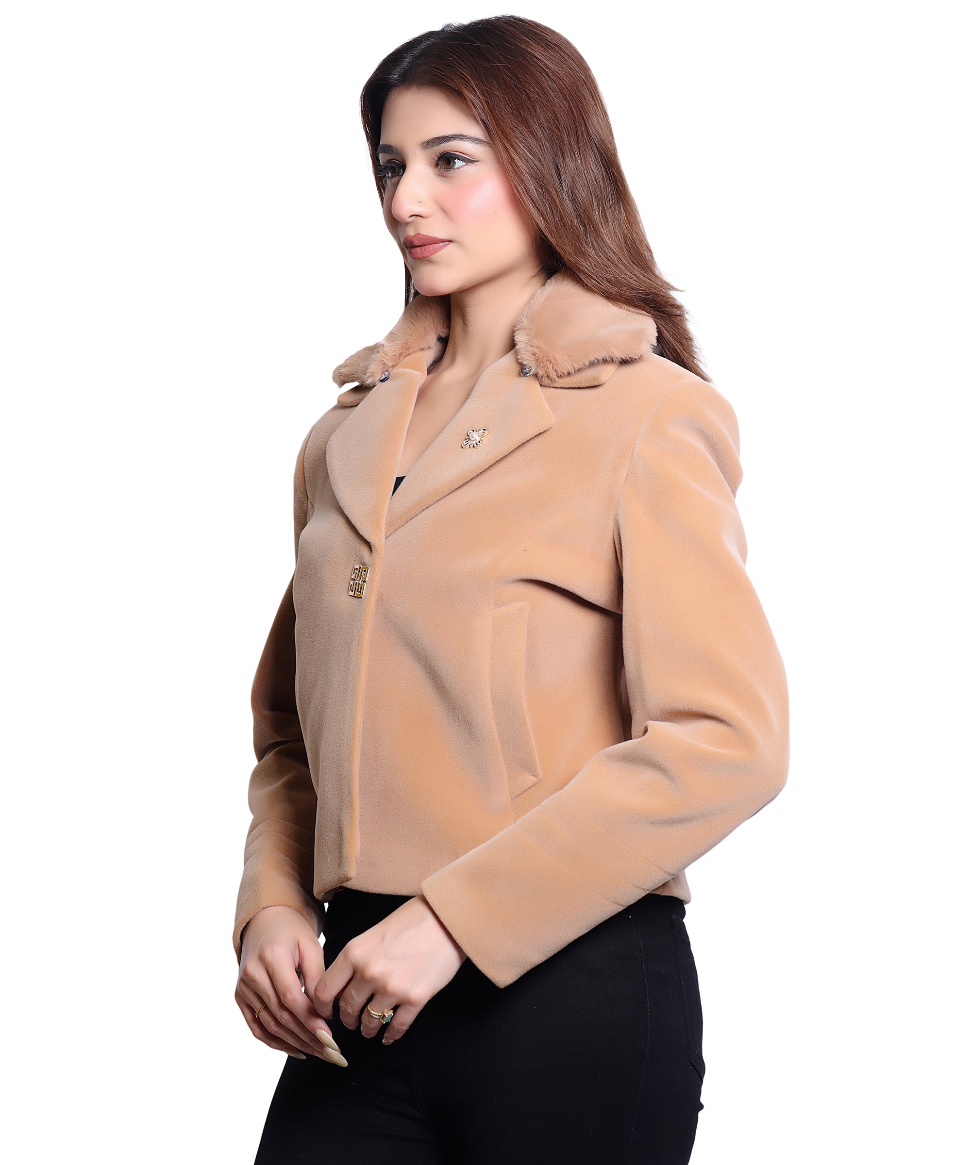 1053 Cropped Camel Coat image 3