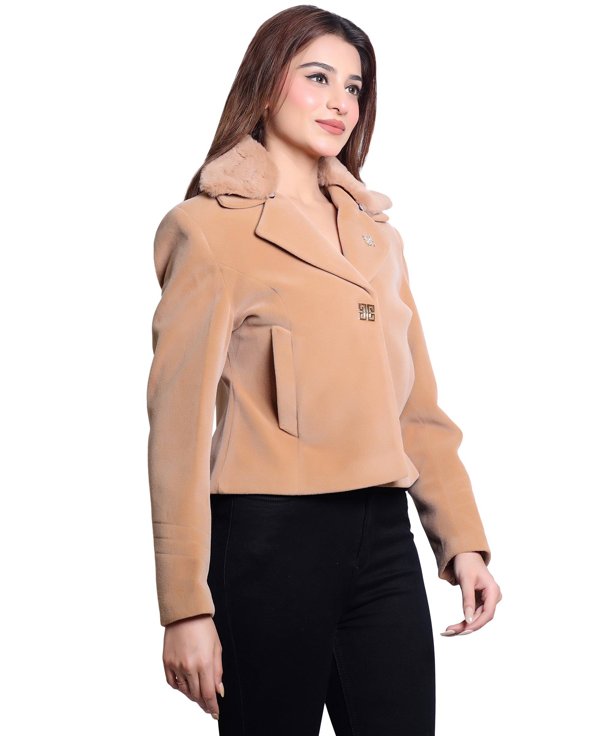 1053 Cropped Camel Coat image 4