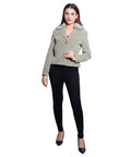 1053 Cropped Teal Coat front view