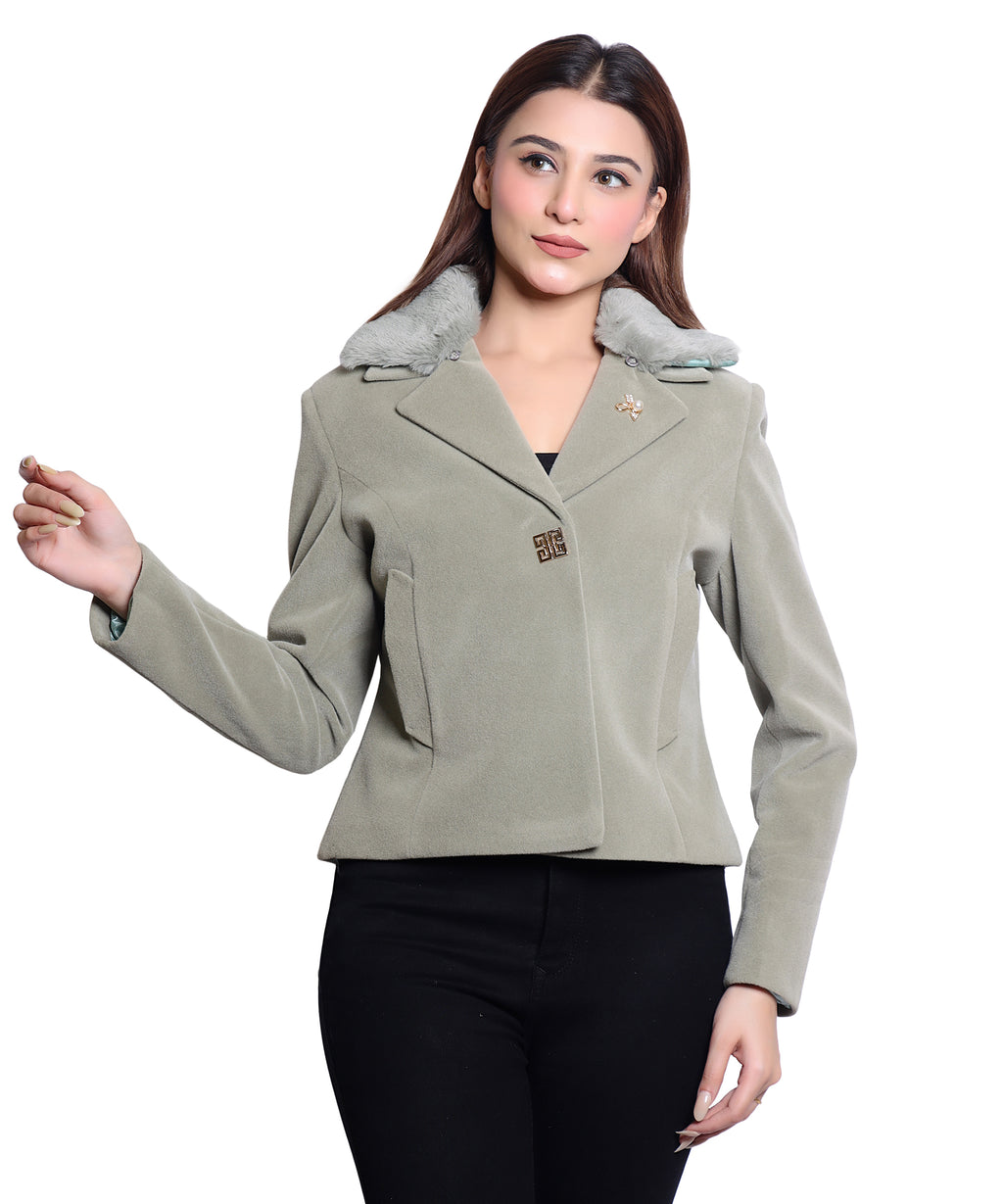 1053 Cropped Teal Coat image 2
