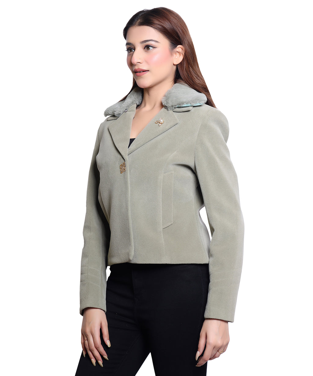 1053 Cropped Teal Coat image 3