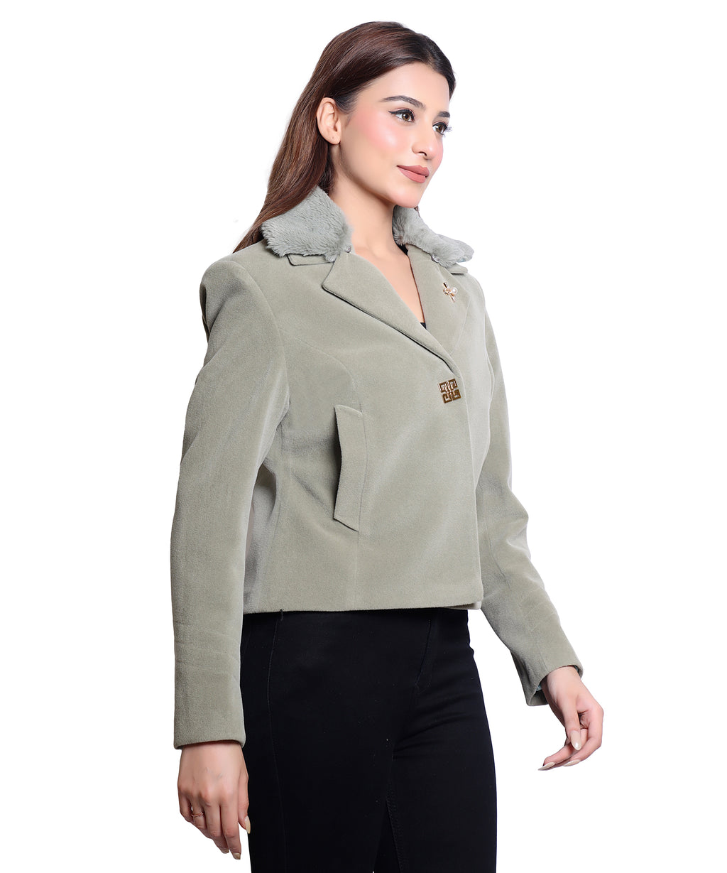 1053 Cropped Teal Coat image 4
