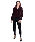 1053 Cropped Wine Coat front view