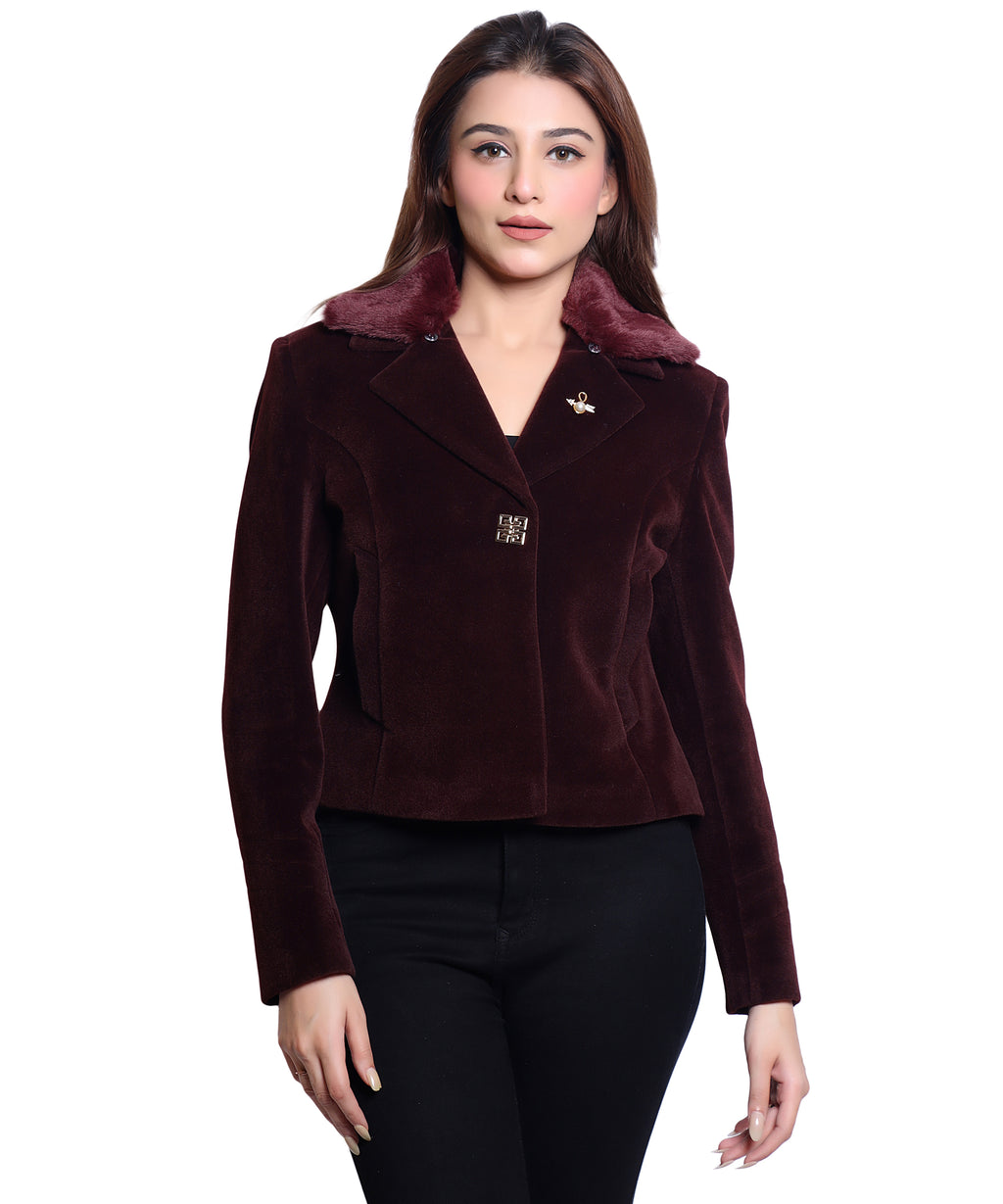 1053 Cropped Wine Coat image 2