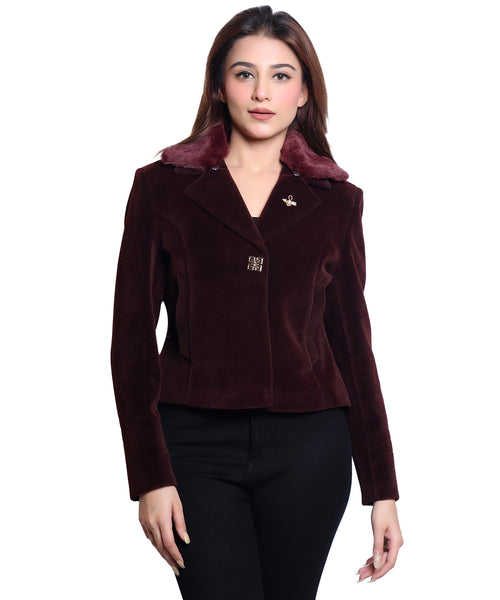1053 Cropped Wine Coat image 2