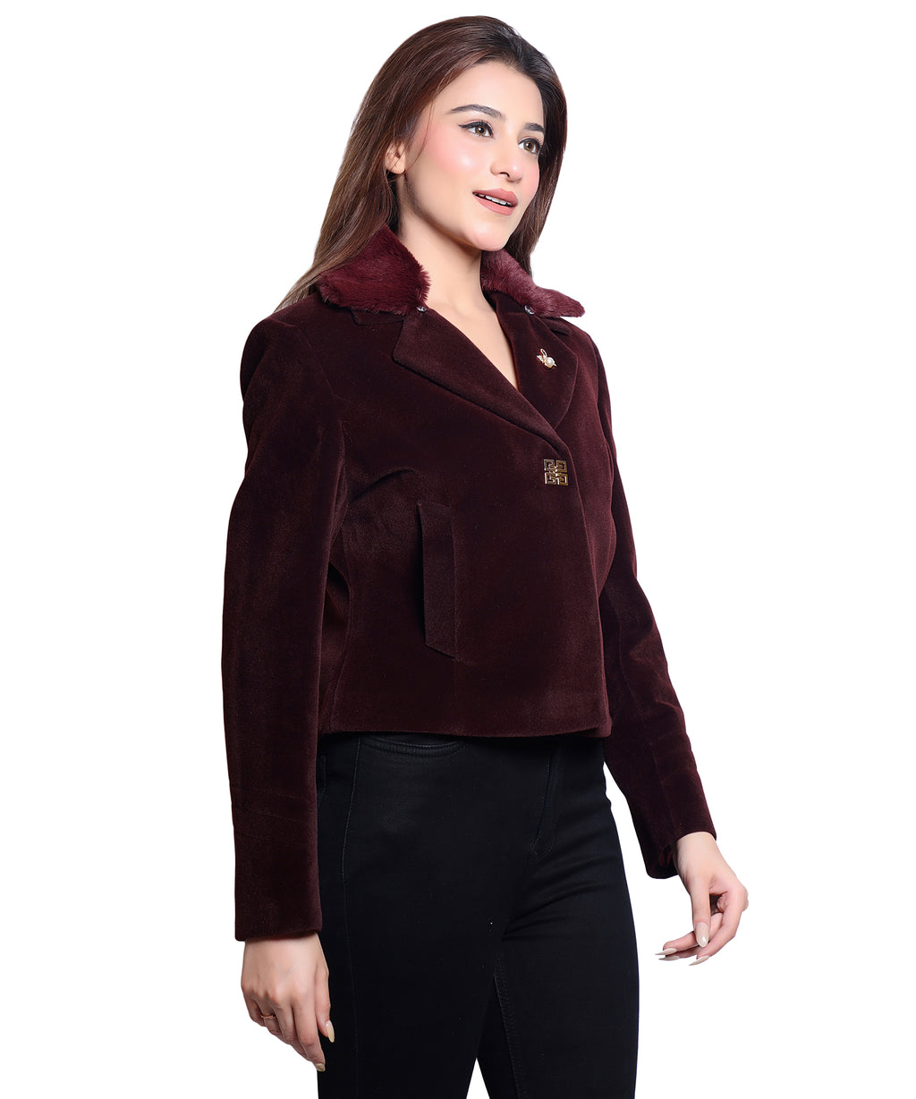 1053 Cropped Wine Coat image 4