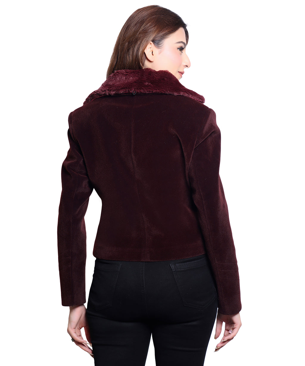 1053 Cropped Wine Coat image 5