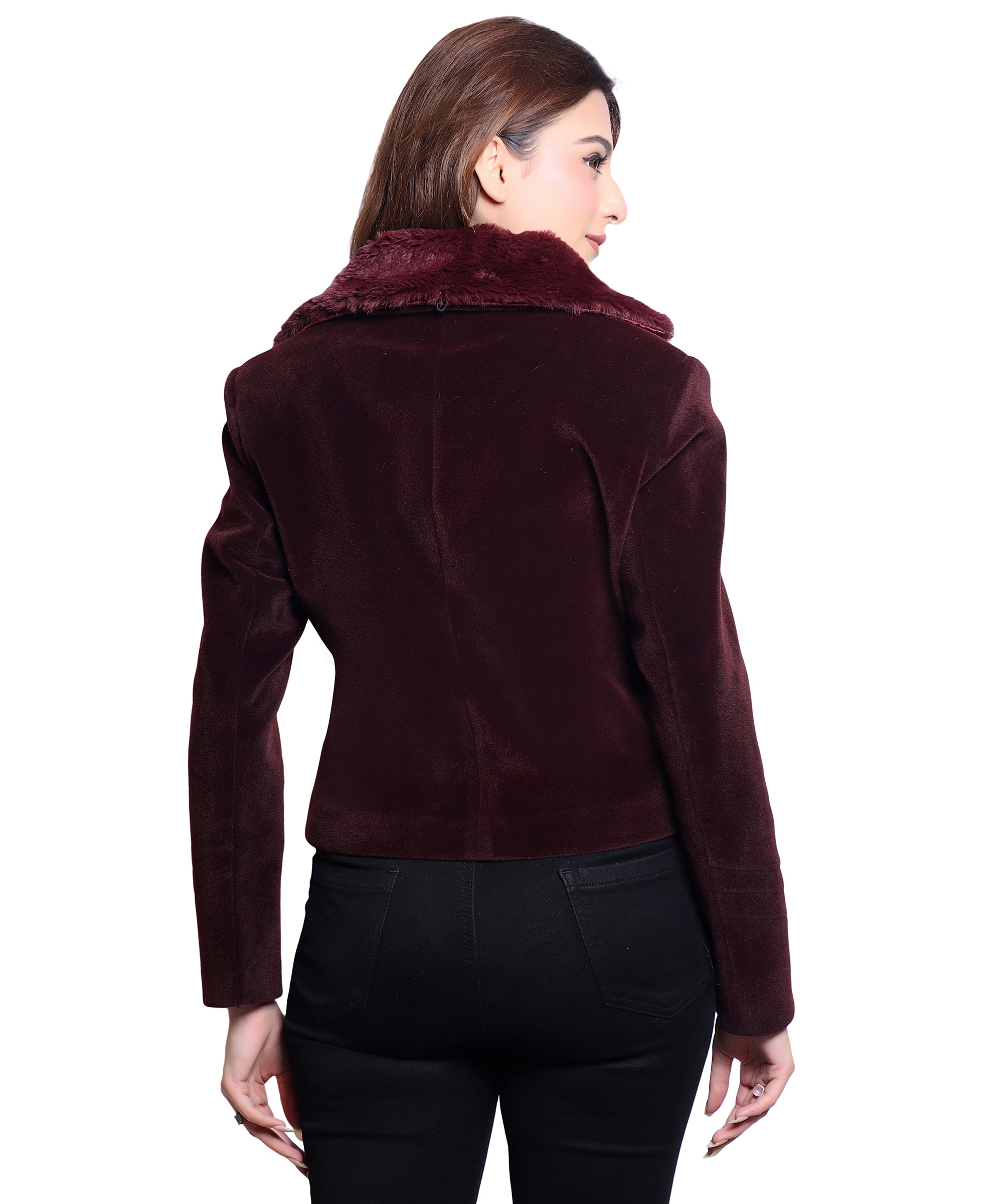 1053 Cropped Wine Coat image 5