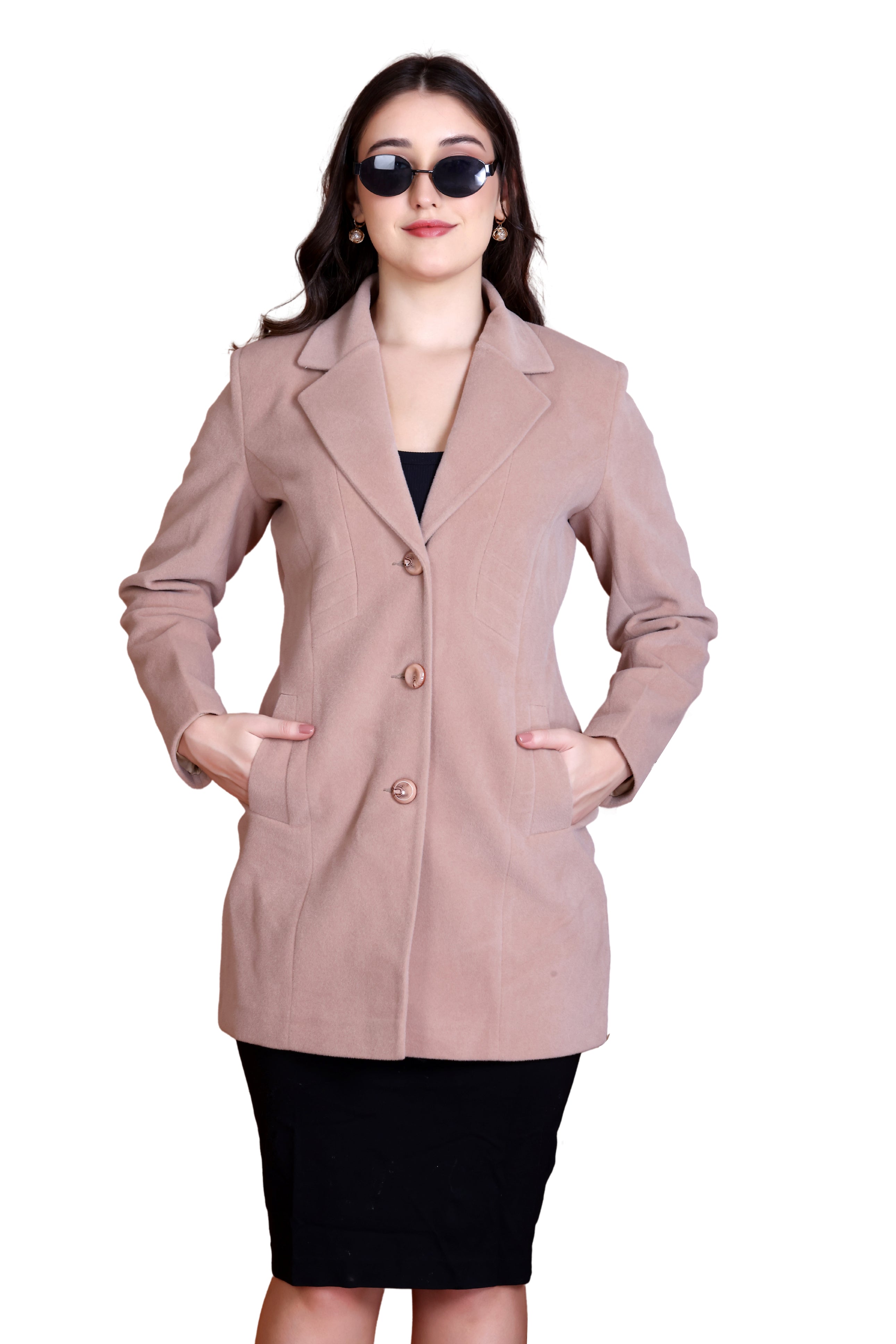 5046 Medium Camel Coat front view