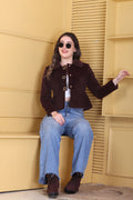 777 Cropped Wine Coat front view
