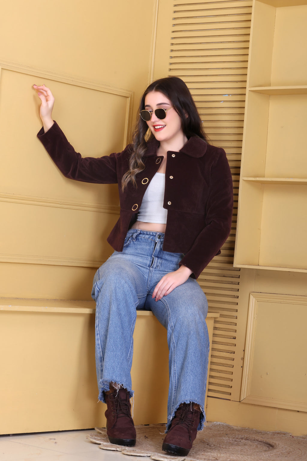 777 Cropped Wine Coat image 10