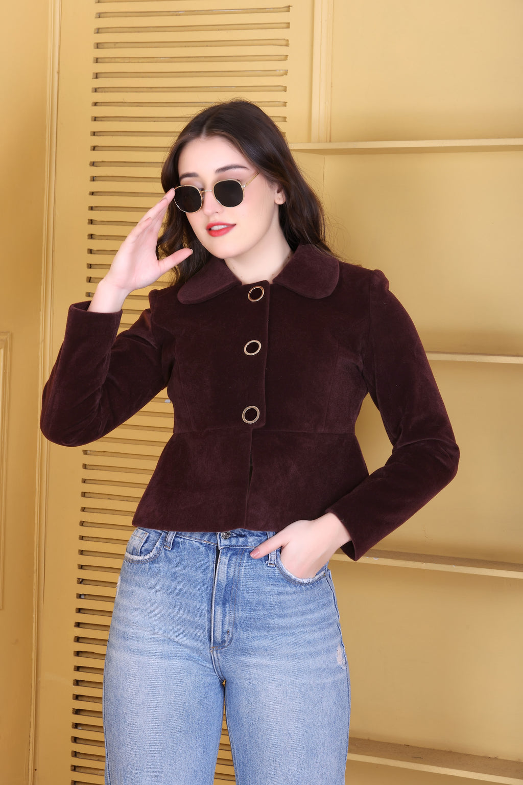 777 Cropped Wine Coat image 12