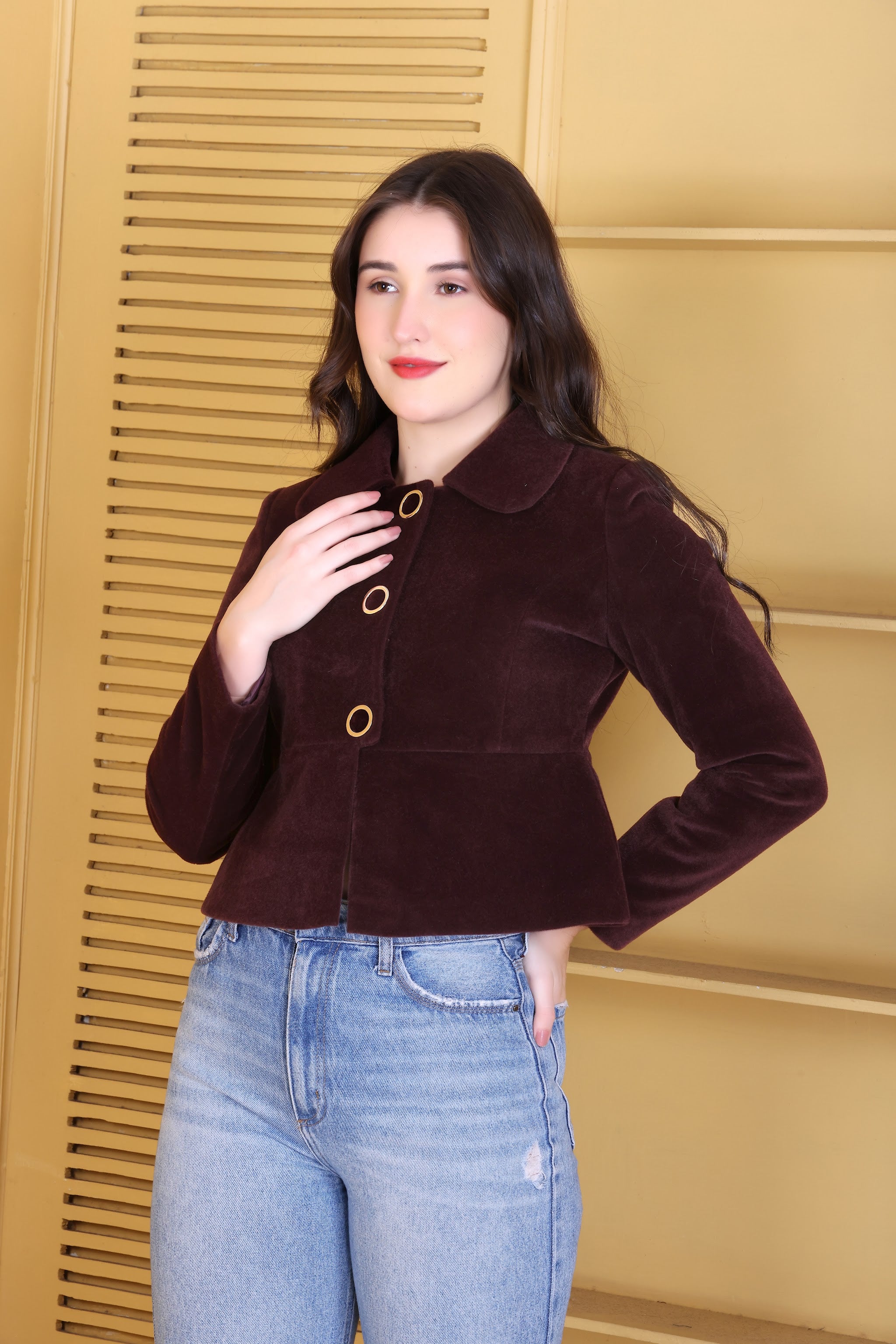 777 Cropped Wine Coat image 13