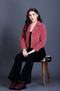 778 Cropped Baby Pink Coat front view