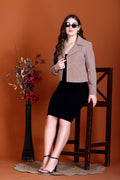778 Cropped Light Camel Coat front view