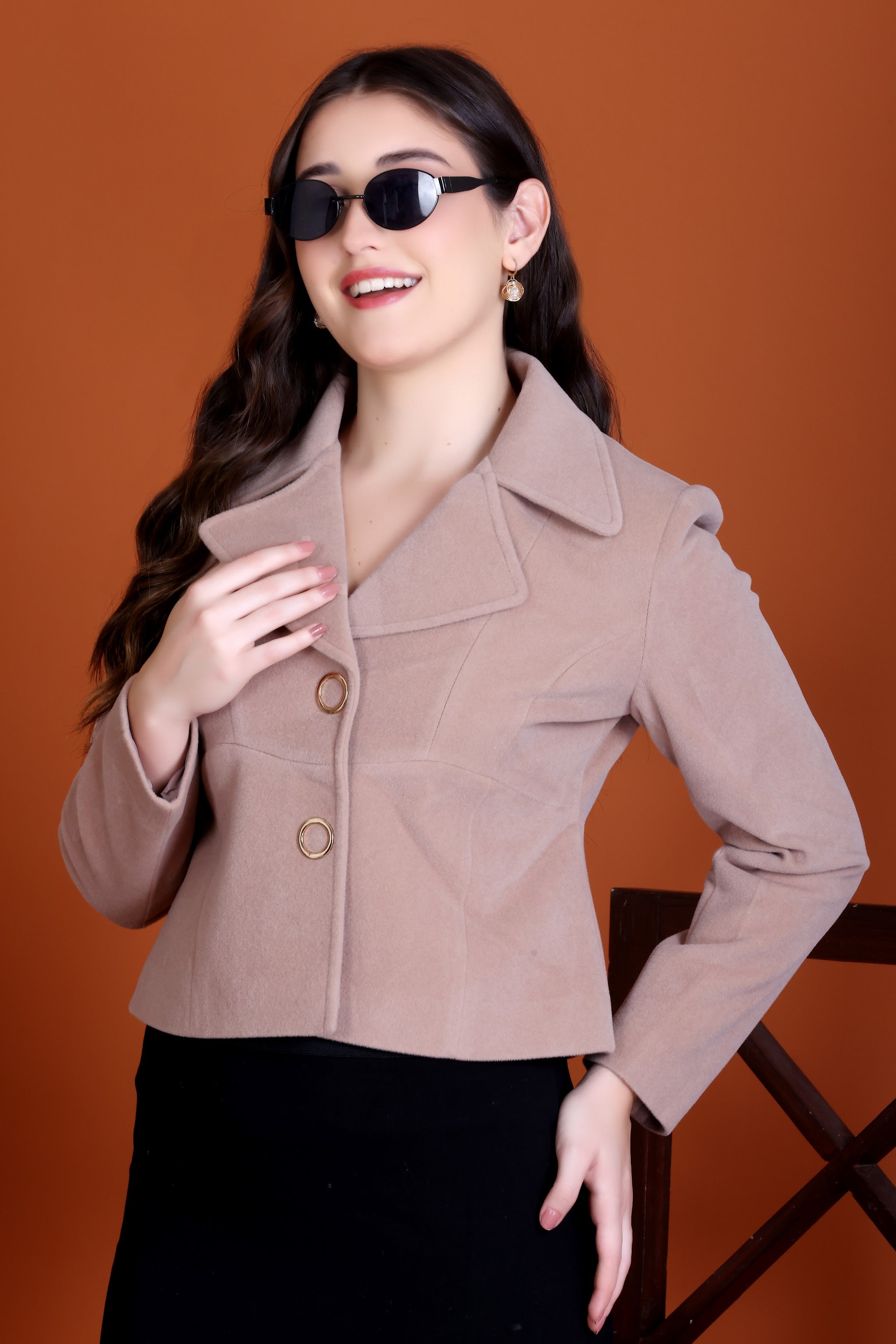 778 Cropped Light Camel Coat image 3